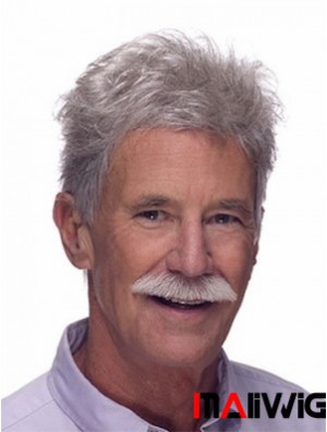 Lace Front Short Straight Synthetic White Mans Wig Canada