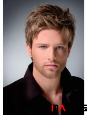 Full Lace Brown Remy Human Boycuts Short Men In Wigs