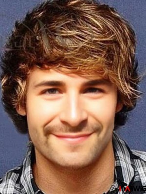 Capless Remy Huamn Brown Wavy Short Hair Wigs For Men Capless Remy Huamn Brown Wavy Short Hair Wigs For Men