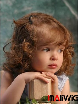 Wigs For Kids With Remy Lace Front Shoulder Length Curly Style