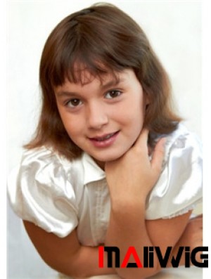 Straight Chin Length Blonde Remy Human Hair 100% Hand-tied Kids Wigs
