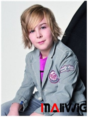 Wavy Short Blonde Remy Human Hair Capless Kids Wigs