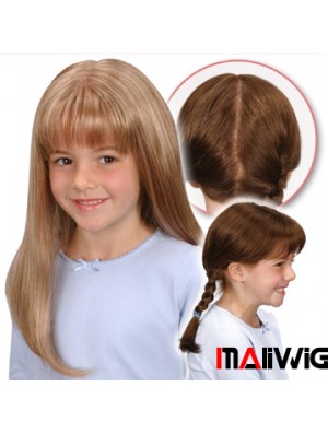 Monofilament Synthetic Long Blonde Straight Wigs For Kids UK