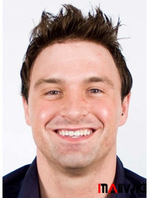 Short Wavy Human Hair Toupees For Men