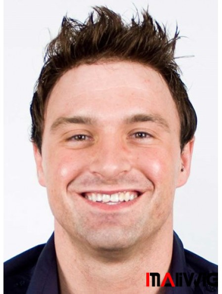 Short Wavy Human Hair Toupees For Men