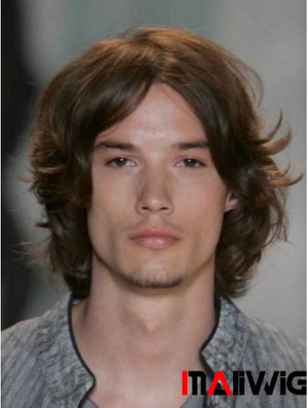 Auburn Lace Front Straight Chin Length Human Hair Men's Wigs