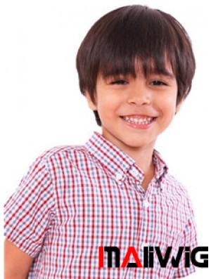 Straight Short Auburn Remy Human Hair 100% Hand-tied Kids Wigs