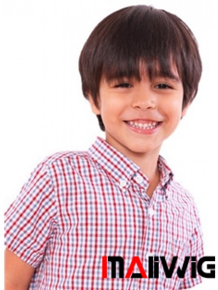 Straight Short Auburn Remy Human Hair 100% Hand-tied Kids Wigs