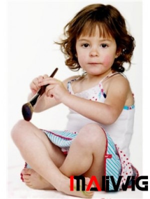 Wavy Chin Length Auburn Remy Human Hair 100% Hand-tied Kids Wigs
