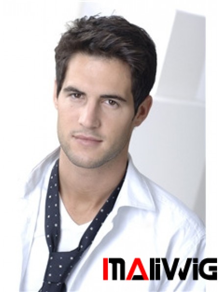 100% Hand Tied Remy Human Brown Short Wigs For Men London