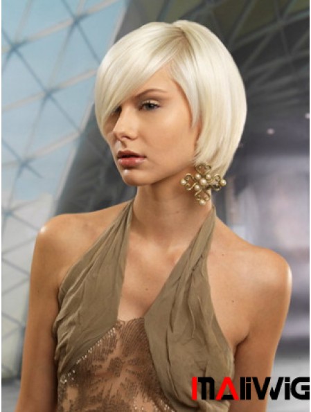 Monofilament Bobs Short Straight 10 inch Platinum Blonde Cheapest Fashion Wigs