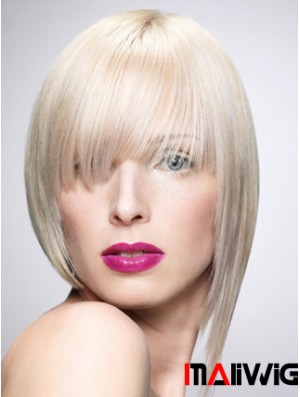 Monofilament Bobs Short Straight 10 inch Platinum Blonde New Fashion Wigs