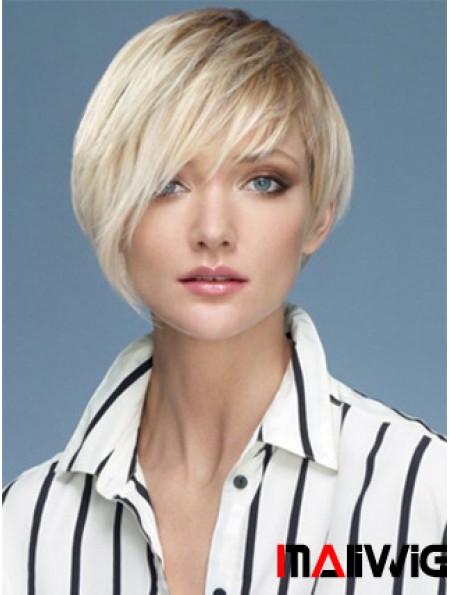 Capless Boycuts Short Straight 10 inch Platinum Blonde Sassy Fashion Wigs