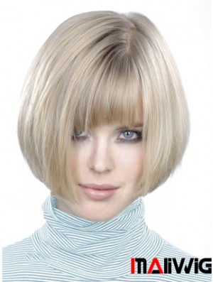 Monofilament Bobs Short Straight 10 inch Platinum Blonde Style Fashion Wigs