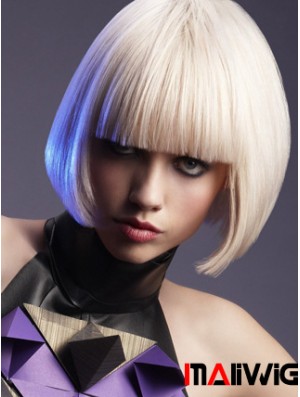 Capless Bobs Chin Length Straight 10 inch Platinum Blonde Best Fashion Wigs
