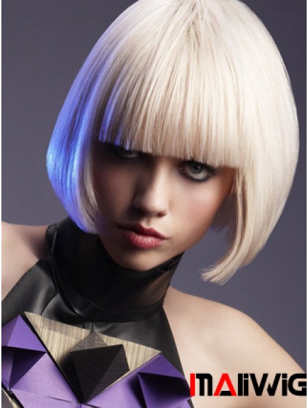 Capless Bobs Chin Length Straight 10 inch Platinum Blonde Best Fashion Wigs