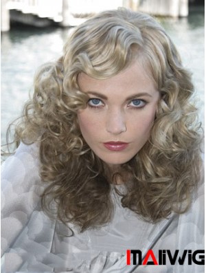 Lace Front Grey Shoulder Length Curly 16 inch Durable Fashion Wigs