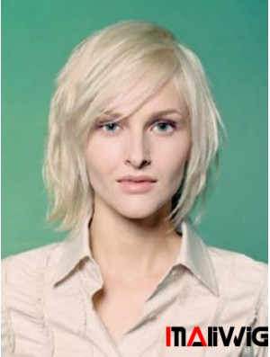 Full Lace Bobs Chin Length Straight 10 inch Platinum Blonde Sleek Fashion Wigs