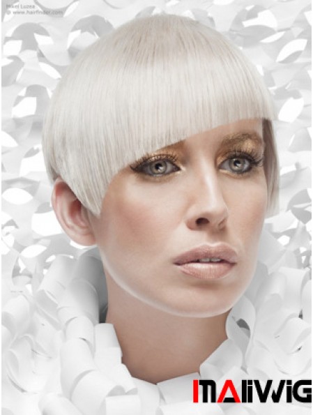 Lace Front Boycuts Short Straight 8 inch Platinum Blonde Cheapest Fashion Wigs