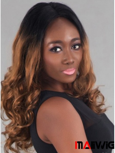 Trendy 20inch Ombre/2 Tone Long Without Bangs Wavy Gorgeous Full Lace Indian Remy Hair Wigs