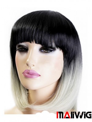Modern 12 inch Chin Length Straight Wigs For Black Women