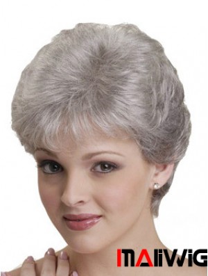 Canada Short Grey Wigs With Synthetic Capless Straight Style
