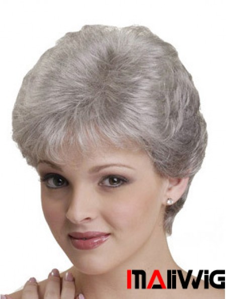 Canada Short Grey Wigs With Synthetic Capless Straight Style