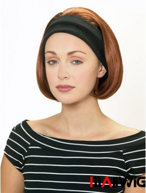 Cheap Half Wigs With Synthetic Chin Length Auburn Color