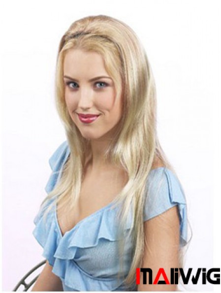 Suitable Blonde Synthetic Straight Hair Falls
