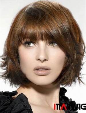Auburn Straight Chin Length Bobs Capless Cheap Wigs For Sale