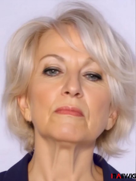 Cheap Grey Wigs Remy Human Grey Cut Wavy Style Short Length Cheap Grey Wigs Remy Human Grey Cut Wavy Style Short Length