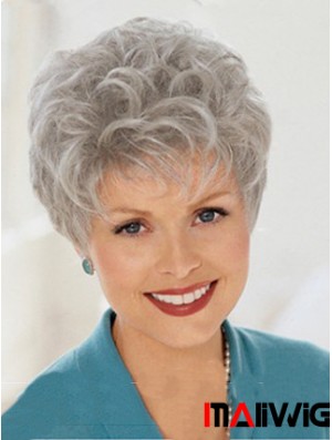 Discount Wigs With Capless Grey Cut Wavy Style Short Length