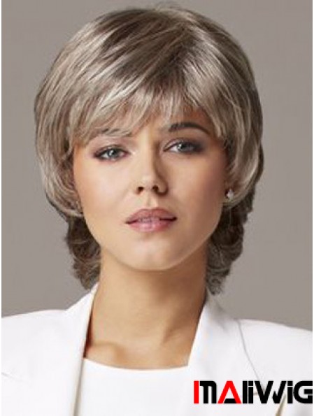 Cheap Wavy Capless 10 inch Sleek Short Grey Wigs Canada