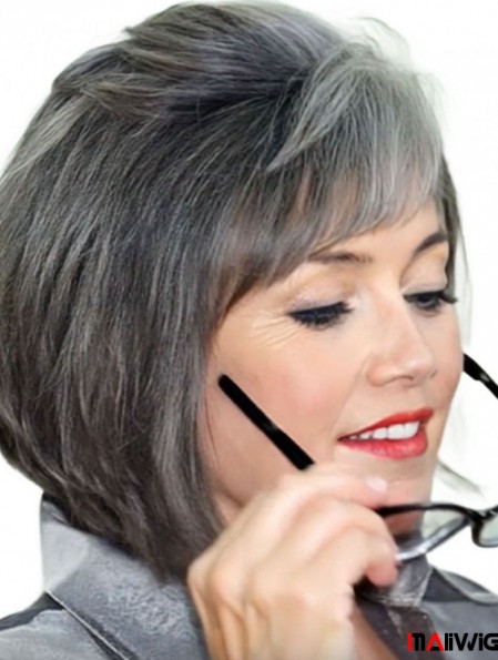 Canada Straight Capless 12 inch Stylish Chin Length Grey Wigs Canada Straight Capless 12 inch Stylish Chin Length Grey Wigs