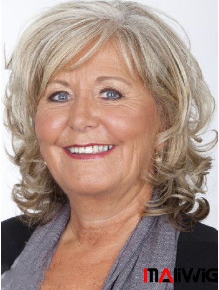  Capless 12 inch Grey Chin Length Curly Wigs