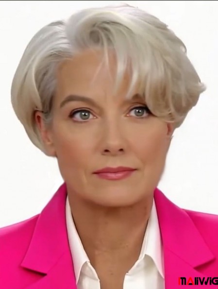 Grey Short Remy Human Hair Capless Wavy Wigs for Lady 8 Inch Grey Short Remy Human Hair Capless Wavy Wigs for Lady 8 Inch