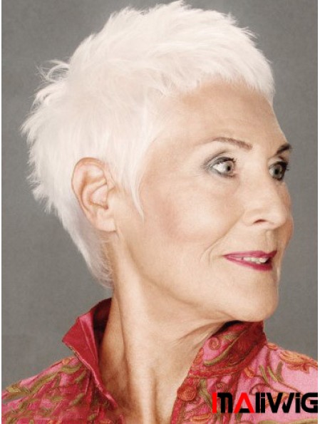 Straight Capless 8 inch Discount Short Grey Wigs