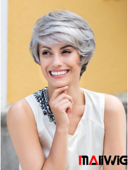Wavy Lace Front 8 inch Top Short Grey Wigs