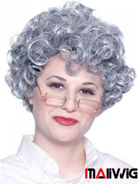 Curly Lace Front 8 inch Best Short Grey Wigs