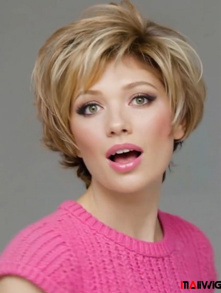 Lace Front Wavy Layered Short 8 inch Online Human Hair Wigs
