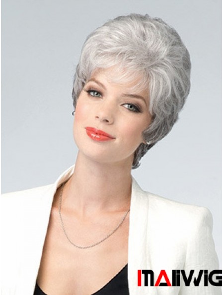 Lace Front Wig Grey Cut Wavy Style Short Length With Remy