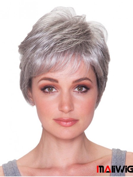 Grey Hair Wigs Grey Cut Short Length Straight Style
