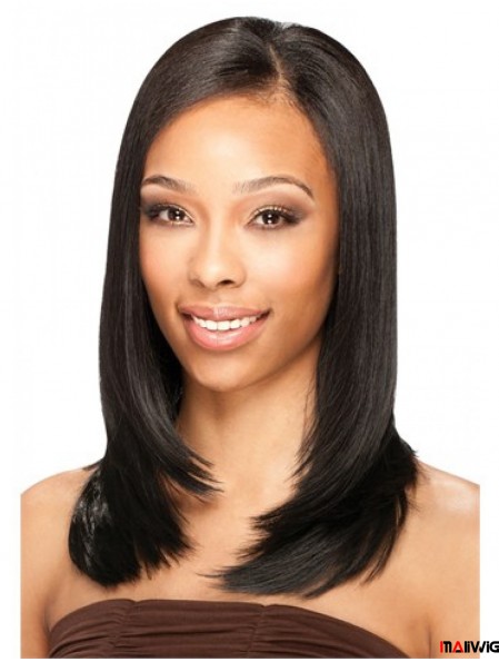 Brazilian Lace Front Shoulder Black Straight U Part Wig
