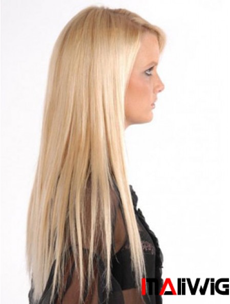 Popular Blonde Straight Remy Human Hair Clip In Hair Extensions