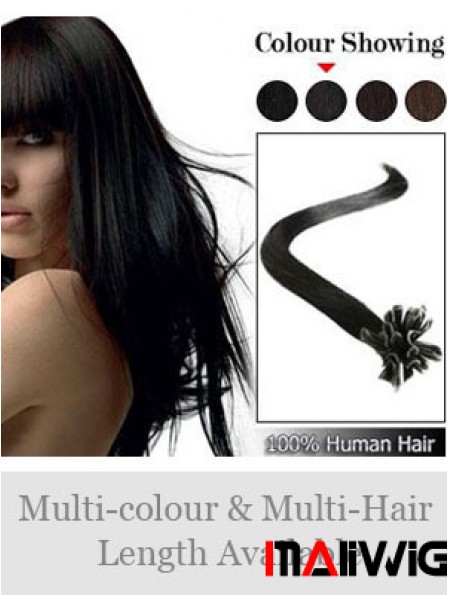 Black Straight Sleek Nail/U Tip Hair Extensions