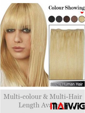 Straight Remy Human Hair Blonde Suitable Weft Extensions