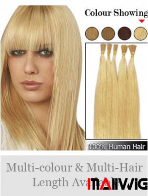 Blonde Straight Stick/I Tip Hair Extensions
