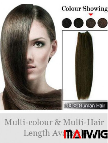 Straight Remy Human Hair Brown Soft Weft Extensions