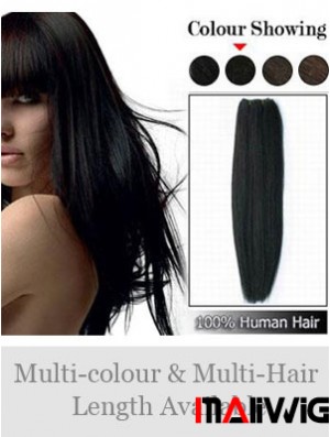 Straight Remy Human Hair Black Comfortable Weft Extensions