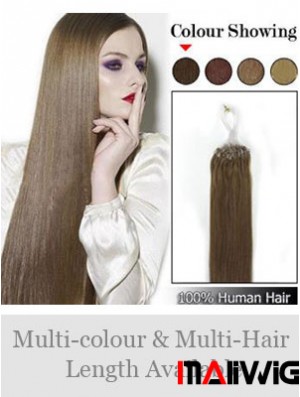 Fabulous Brown Straight Micro Loop Ring Hair Extensions